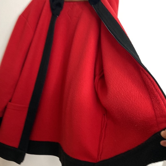 Fleece Jacket Womens Medium Large Red Black Maple Leaf Faux Fur Artisan Made - Picture 11 of 14